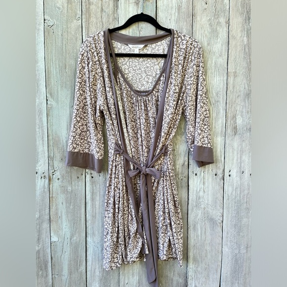 Women’s Vintage Marilyn Monroe Night Dress And Robe Set Size Small Mauve & White - Picture 1 of 12